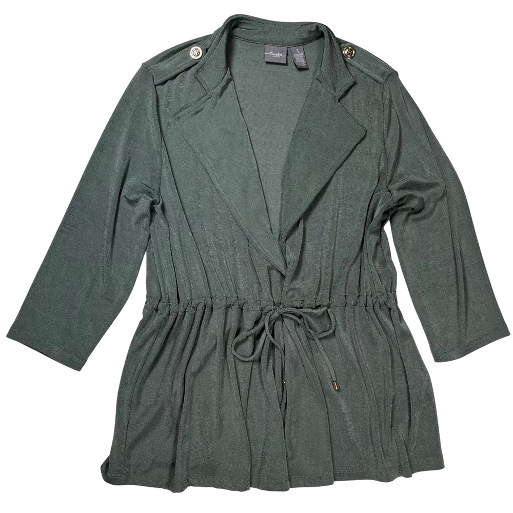 Travelers by Chicos Jacket Womens Medium Green Drawstring Waist Casual Utility